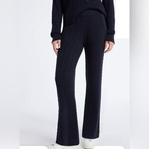 NWOT! Cozy Yarn Cable Knit Wide Leg Pants S Navy
